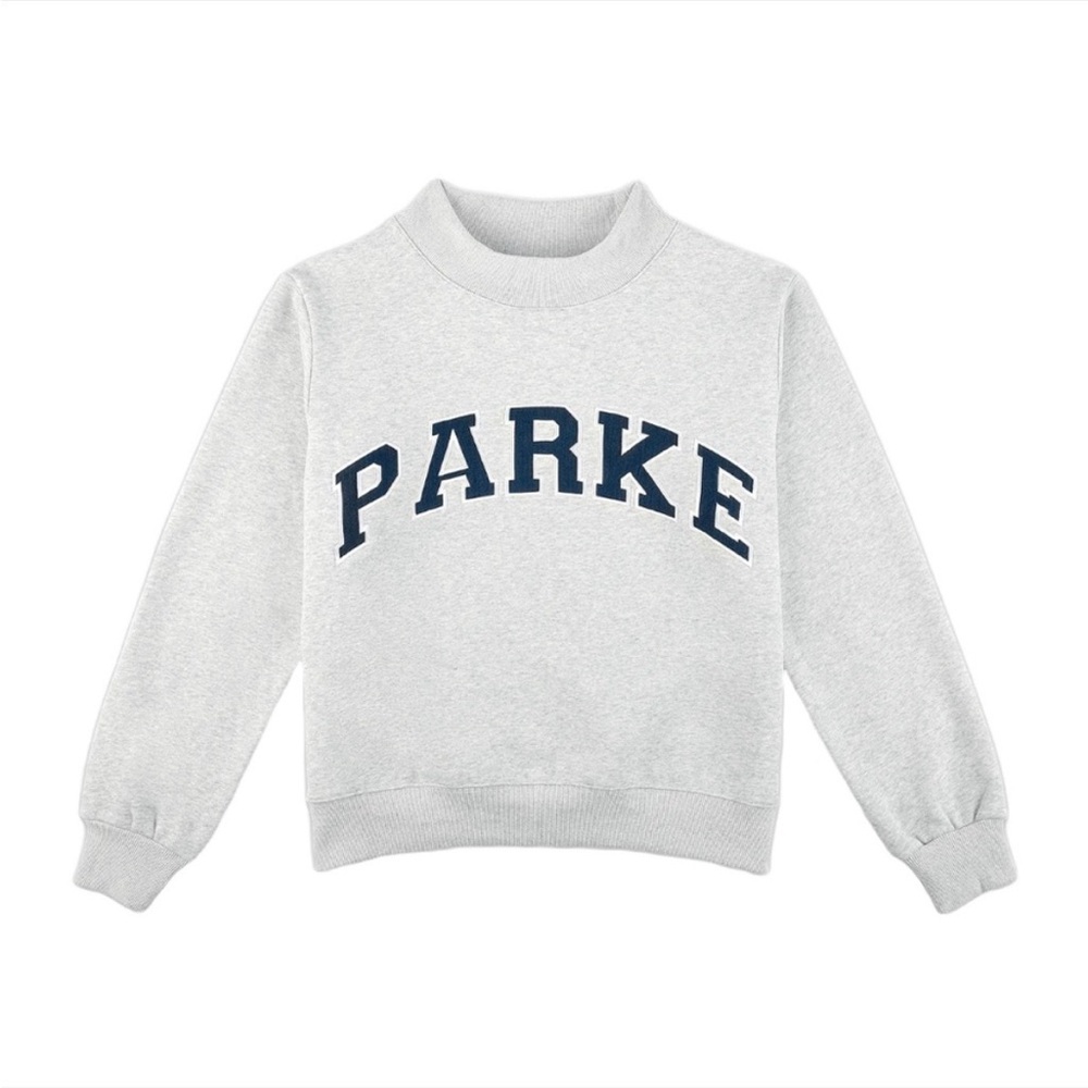 Parke Fleece Varsity Mockneck Sweatshirt Classic Grey + Navy Size XXL NWOT - Picture 10 of 13